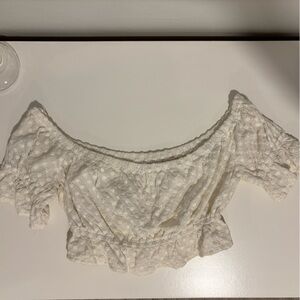 Cropped white off-the-shoulder top